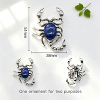 Pendentif Scorpion en Alliage en Gros avec Corps en Pierre de Cristal Naturel Mélangé, Breloque Gothique pour Femme et Homme, Cadeau Bijou