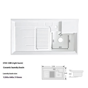 Bacia de Cerâmica para Máquina de Lavar Roupa de Tambor, com Instalação em Armário, com Recorte para Lavador, para Lavanderia de Varanda - Product Image 2