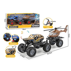 Jinming tirare indietro Off-road camion di metallo con musica/luce Die Cast auto modello giocattolo 4WD arrampicata rimorchio per bambini - Product Image 4