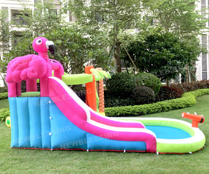 Flamingo Trampoline <b>Inflatable</b> Oxford Castle <b>Water</b> <b>Slide</b> Toddler House Kids Jumper NBOB-231 Trampoline House Flamingo Tra - Product Image 6