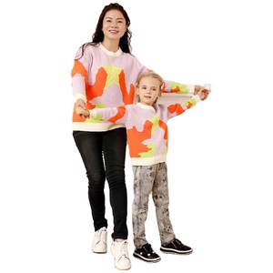 เสื้อสเวตเตอร์ถักคอตตอนสำหรับเด็กผู้หญิงเสื้อสเวตเตอร์100% จับคู่กับครอบครัวคุณแม่และฉันดีไซน์ของคุณเอง - Product Image 2