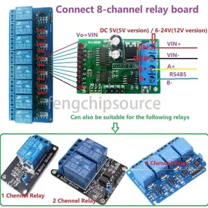 8 kanallı RS485 modülü Modbus rtu protokolü talimat çok fonksiyonlu röle PLC cihazı panel 5-24V