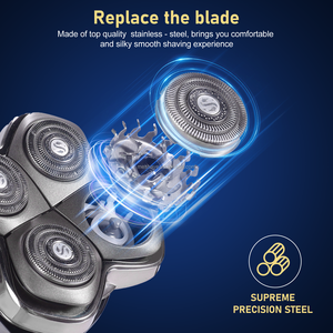 4 lames et têtes <span class=keywords><strong>de</strong></span> rechange pour rasoir Pitbull Baron PRO Triple anneau pour rasoir crâne avec source d'alimentation USB pour utilisation RV - Product Image 3