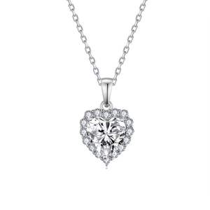 1.2 Carat Pure Silver Rhodium Plated <b>Moissanite</b> Necklace 7x7mm Exquisite Luminous Stone Chain 7mm Trendy Unisex Fashion <b>Jewelry</b> - Product Image 1