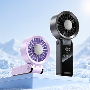 Ventilateur portable pliable à main rechargeable par USB avec écran LED, mini-ventilateur à suspendre au cou GZ RTS, commande en gros mixte - Product Image 2