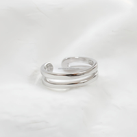 925 argent Sterling minimaliste moderne bande réglable Double ligne anneau ouvert bijoux pour femmes plaqué rhodium pour la fête de mariage