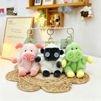 Porte-clés animal en peluche mignon avec bouton-nez, jouet en peluche doux, breloque de sac thème zoo pour la vente en gros aux détaillants de cadeaux et la revente