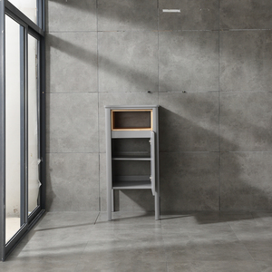 Grey Modern Solid Wood Bathroom Linen Cabinet Freestanding <b>Tall</b> Storage Cabinet with Top Open Compartment Bathroom Side Cabinet - Product Image 2