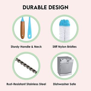 Turbo Microfiber 5 Pack Bottle Cleaning <b>Brush</b> Long <b>Brushes</b> for Baby Bottles Water Bottles Wine Decanters Kitchen Supplies - Product Image 2