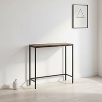 Console d'entrée moderne en panneaux de bois étroits avec coins métalliques, design personnalisable pour l'ameublement domestique