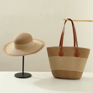 Sombrero de Paja Estilo Francés, Unisex, Verano, Gran Capacidad, Bolso de Hombro a Cuadros, Playa, Esquí, Viajes, Bolso Tote Informal - Product Image 6