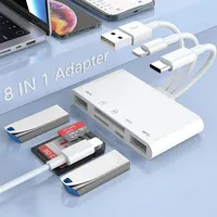 Lector de Tarjetas SD/TF/XD/Memory Stick 5 en 1 de Tres Cables, Convertidor de Interfaz OTG, Transmisión de Alta Velocidad Compatible