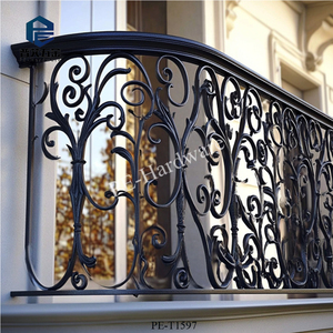 Hệ thống lan can cầu thang sắt rèn thiết kế hiện đại, sử dụng được trong nhà và ngoài trời, lan can sắt thép rèn cho biệt thự. - Product Image 5