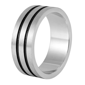 yunnique Men's <b>Titanium</b> Steel <b>Ring</b> Geometric Design Steel Color Fashion Jewelry Gift - Product Image 5
