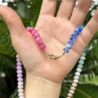 Collar de Piedras Preciosas con Cuentas, de Acero Inoxidable, Hecho a Mano, para Mujer, Ideal para Vacaciones de Verano en la Playa, Venta al Por Mayor