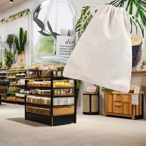 Bolsa de Compras Personalizada con Cordón, 100% Algodón, Reutilizable, de Gran Capacidad, con Diseño de Letras Elegante, para Regalos - Product Image 2