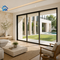 Meilleur prix, porte coulissante en verre pour patio intérieur, 3 rails, verre trempé 5mm+27A+5mm, portes coulissantes en aluminium