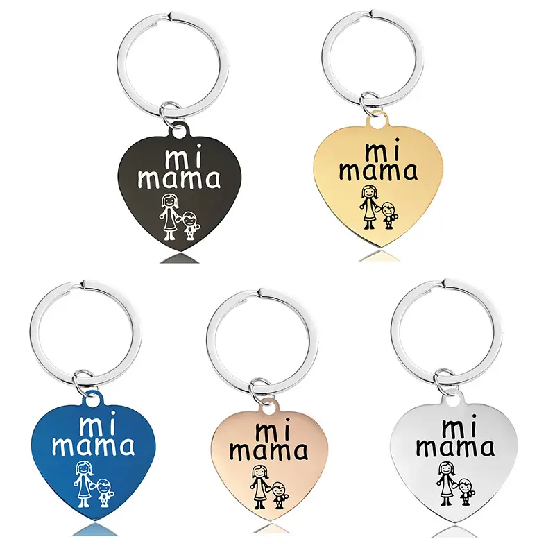 Stainless Steel Custom Logo Key Chain with Engraved Personalized Mi Mama Grandma Mother's Thanksgiving Day Gift Key Rings