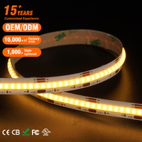 Bande lumineuse LED COB 12V 576 LED/m 2700K 4000K 6000K Certifiée CE Rohs Flexible COB LED IP20 pour éclairage de placards