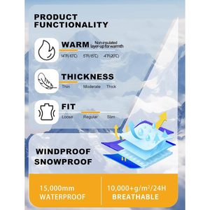 Salopette de snowboard pour homme personnalisée, imperméable, respirante 15K 10K, 7 poches, non isolée, noire, taille M - Product Image 6