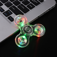 Vente en gros de jouets anti-anxiété en cristal transparent LED lumineux coloré, jouet de rotation pour enfants, entraînement cérébral