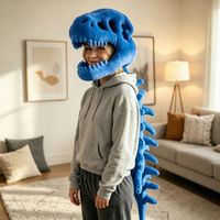 Casque en peluche tête de dinosaure, chapeau de style identique, poupée squelette à habiller, cadeau d'anniversaire amusant pour enfants