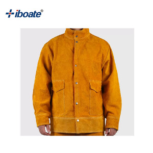 AB grado pelle del collo del bestiame resistente all'usura termoisolante e resistente al fuoco arancione e blu saldatura tuta - Product Image 5