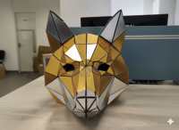 Masque de renard géométrique 3D en miroir, coiffe animale réfléchissante dorée pour festivals EDM