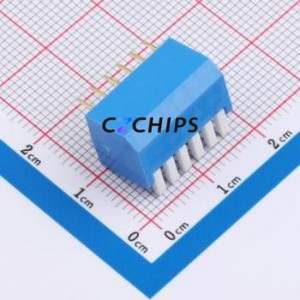 DSDP-06-B DIP Switch Through hole Component (THT) Switch Piano Key 6 2.54mm Blue - Product Image 2