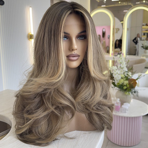 Perruques Lace Front de Qualité Supérieure en Cheveux Européens, Couleur Blond Miel avec Mèches Piano, 100% Cheveux Européens, pour Femmes Blanches - Product Image 2