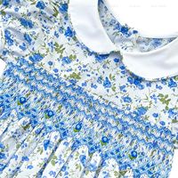 Ropa de Niña al por Mayor, 100% Algodón, Vestidos de Verano con Flores para Bebés, Ropa con Bordado, Vestidos Casuales de Boutique