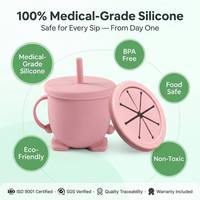 Gobelet d'apprentissage en silicone sans BPA, non toxique, pour bébé de 6 mois, avec poignée facile à saisir, compatible lave-vaisselle et micro-ondes, 150 ml