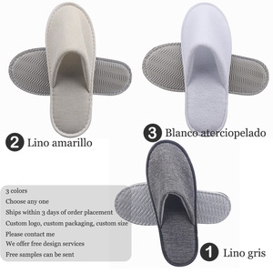 Pantuflas de Baño Ecológicas de <span class=keywords><strong>Lino</strong></span> y Algodón de un Solo Uso, Suaves, para Habitaciones de Hotel, Portátiles para Viajes - Product Image 2