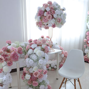 G Vente <span class=keywords><strong>en</strong></span> gros Simulation Boule de rose Décoration de table de mariage Boule de fleurs Blanc et rose Brumeux Smog <span class=keywords><strong>Rime</strong></span> Feuilles Centre de table de fleurs - Product Image 6