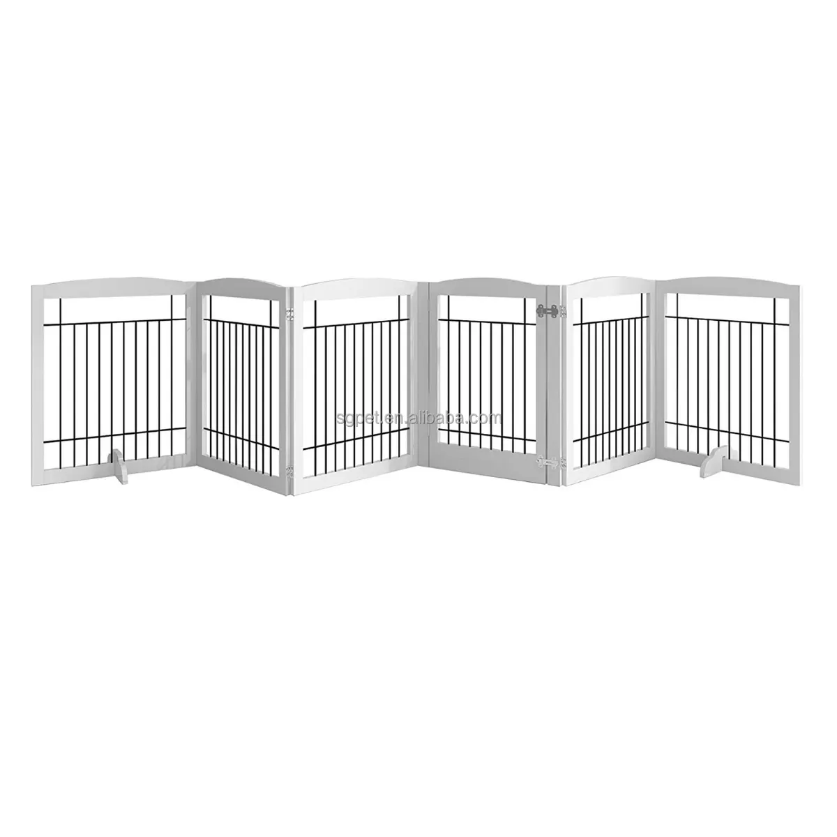 Yüksek kaliteli kapalı ahşap uzanan Pet kapısı, katlanır köpek çit bir kapı ile, 6 panel kararlı tel evcil hayvan çiti