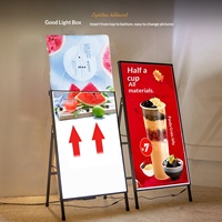 Panneau publicitaire lumineux rectangulaire d'extérieur ultra-fin, support d'affichage d'affiches éclairé, mobile, vertical, sur pied, LED