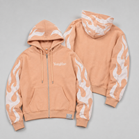 Fabricant de vêtements personnalisés OEM ODM : Sweat à capuche zippé pour homme en molleton bouclette avec motif flamme et strass, style streetwear