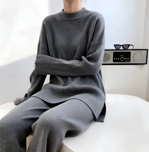 Maglione girocollo da <span class=keywords><strong>donna</strong></span>, set invernale in maglia due pezzi, abbigliamento <span class=keywords><strong>donna</strong></span>, set maglione <span class=keywords><strong>taglie</strong></span> <span class=keywords><strong>forti</strong></span>, direttamente dalla fabbrica - Product Image 4