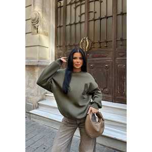 Sweat-shirt et sweat à capuche brodés pour femme, couleur kaki - Product Image 5