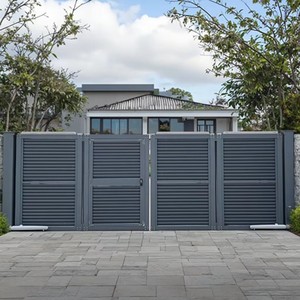 Shengshichanglong Modern Aluminum Alloy Automatic Swing Gate Industrial Electric Folding Gate for Industrial Park Entry Outdoor - Product Image 1