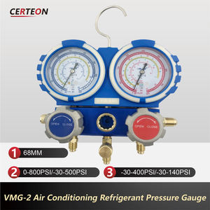 Herramienta HVAC duradera con doble manómetro dial de 68mm y visor para presión de refrigerante - Product Image 2