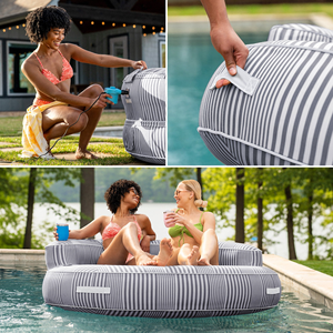 โซฟาเป่าลมทรงกลมสำหรับผู้ใหญ่ ผ้า PVC ทนทานต่อการซีดจาง แพเป่าลมสำหรับใช้ในแม่น้ำ - Product Image 4