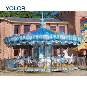 Freizeitpark Attraktionen 24 Sitze Kinder Erwachsene Indoor Outdoor Elektrisches Glasfaser-Karussell Musikkarussell zu verkaufen