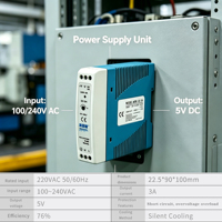 Fuente de Alimentación CC de 20W para Riel DIN Mini, con Corriente de Salida de 3A, Voltaje de Salida de 5V, Fuente de Alimentación Industrial Conmutada Individual, Carcasa de Plástico