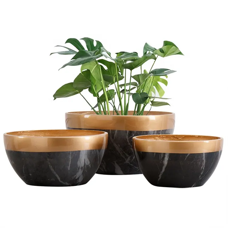 Vaso de flores para plantas, vaso de mármore para plantas interiores com vaso de concreto