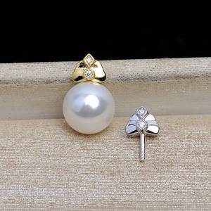 Collier fin en argent S925 avec pendentif en perle pour femme, aiguille droite, bricolage, avec support vide JG5273 9-12 Accessoires - Product Image 1