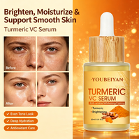 Sérum Visage Hydratant Anti-Âge au Curcuma Végétalien 30ml, à l'Hamamélis et Vitamine C, Réducteur de Pores, Marque Blanche