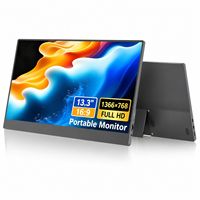 Monitor Portátil para Juegos LED IPS de 13.3 Pulgadas, 1366x768, 60Hz, OEM/ODM, con USB-C, HDR, Altavoces Integrados, para Laptops, PS4, PS5, Switch