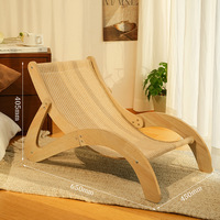 Chaise longue pour chat en corde de chanvre résistante aux rayures et à l'usure, avec plateau en panneau de bois, pour chats d'intérieur