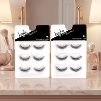 3 Paires de Faux Cils Synthétiques Faits Main Effet Œil de Chat avec Bande Transparente Invisible, Longueurs 10mm-25mm, Volume Naturel Effet Clavier